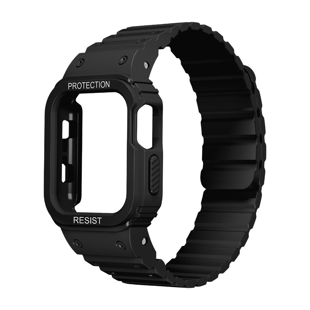 Apple Watch Bracelet with Full Silicone Case, Enhanced Shock-Resistant Protection, Adjustable Magnetic Clasp, Penz Model