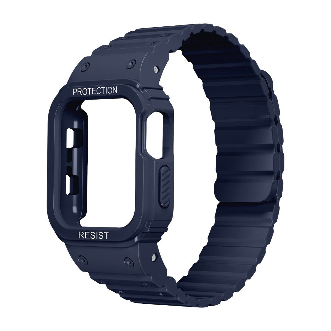 Apple Watch Bracelet with Full Silicone Case, Enhanced Shock-Resistant Protection, Adjustable Magnetic Clasp, Penz Model