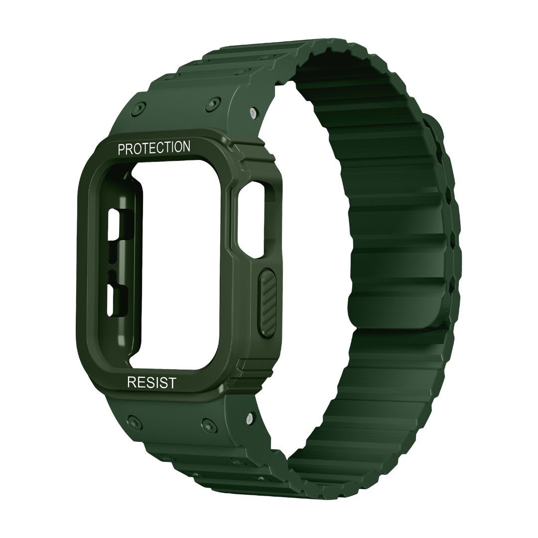 Apple Watch Bracelet with Full Silicone Case, Enhanced Shock-Resistant Protection, Adjustable Magnetic Clasp, Penz Model