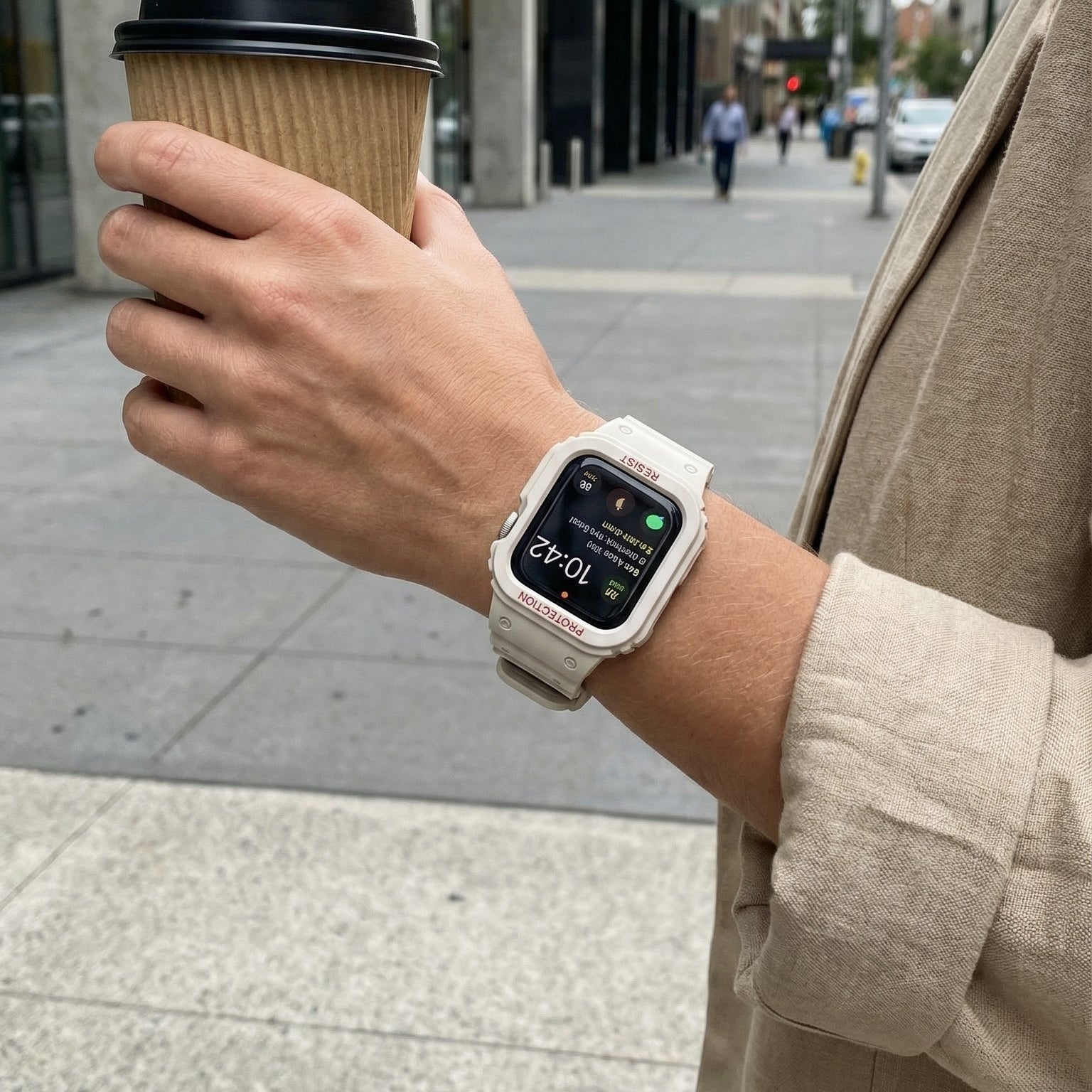 Apple Watch Bracelet with Full Silicone Case, Enhanced Shock-Resistant Protection, Adjustable Magnetic Clasp, Penz Model