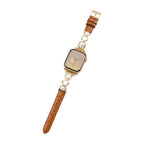 Apple Watch Bracelet with Beads and Vegan Leather, Decorative Smartwatch Band with Beads and Sparkling Details, Vilestia Model