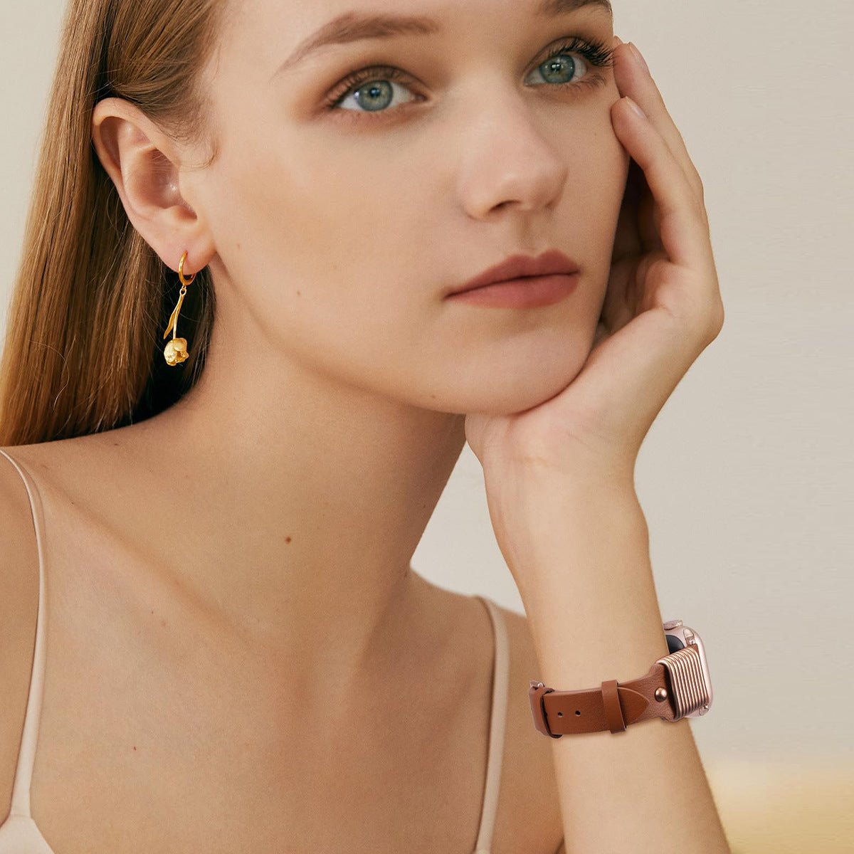 Apple Watch Bracelet with Metal Rings, Pin Buckle, for Women, Zenda Model