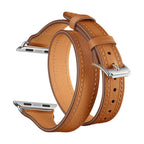 Full-grain leather double tour Apple Watch bracelet, compatible with all Apple Watch series, chic and bold look, Aphrodite model