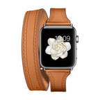 Full-grain leather double tour Apple Watch bracelet, compatible with all Apple Watch series, chic and bold look, Aphrodite model