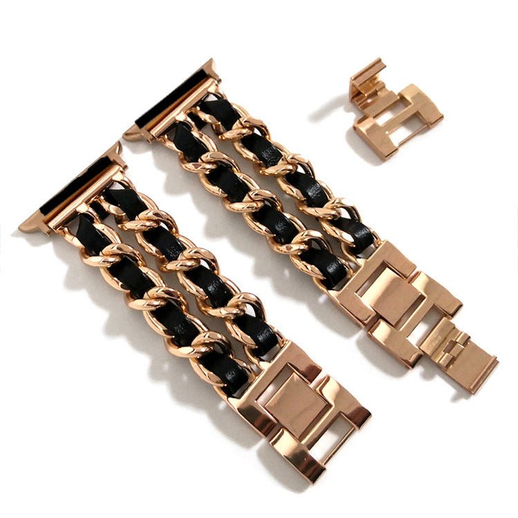 Apple Watch Bracelet in Stainless Steel, Interlaced Curb Chain, Multiple Finishes, Kelda Model
