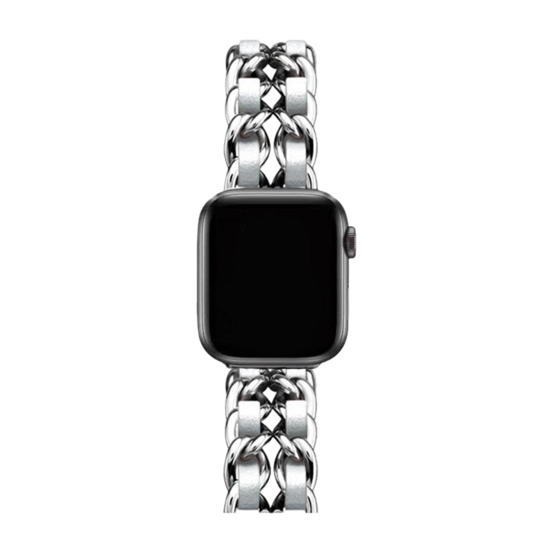 Apple Watch Bracelet in Stainless Steel, Interlaced Curb Chain, Multiple Finishes, Kelda Model