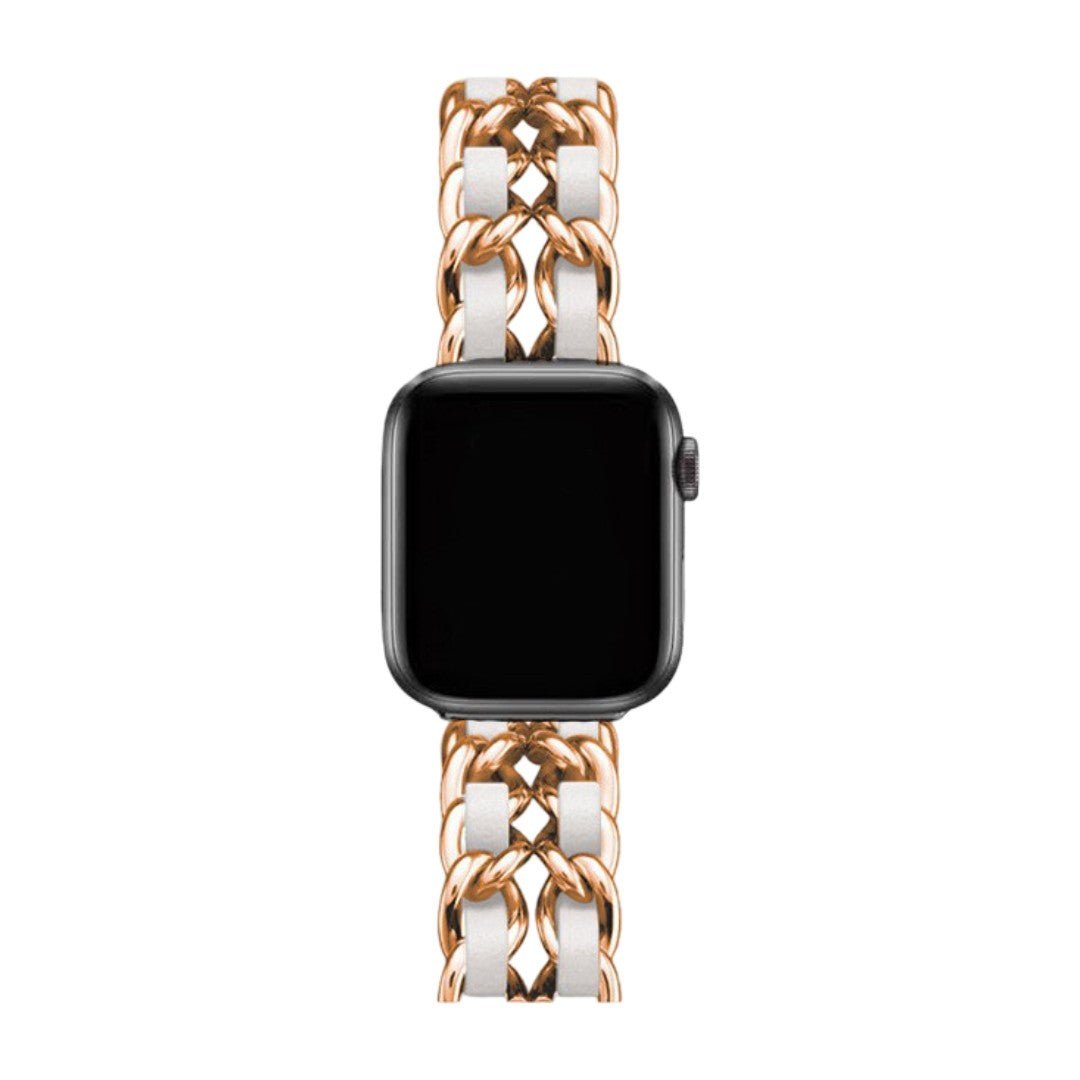 Apple Watch Bracelet in Stainless Steel, Interlaced Curb Chain, Multiple Finishes, Kelda Model
