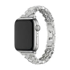 Elegant Metal Apple Watch Bracelet, Wide Links Set with Sparkling Zircon Stones, Adjustable, Toline Model