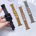 Apple Watch bracelet in stainless steel, metallic bead finish, secure clasp, elegant design, fits all sizes, Isidora model