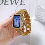 Apple Watch bracelet in stainless steel, metallic bead finish, secure clasp, elegant design, fits all sizes, Isidora model