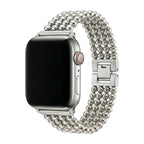 Apple Watch bracelet in stainless steel, metallic bead finish, secure clasp, elegant design, fits all sizes, Isidora model