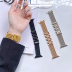 Apple Watch bracelet in stainless steel, metallic bead finish, secure clasp, elegant design, fits all sizes, Isidora model