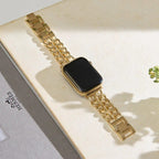 Apple Watch bracelet in stainless steel, double curb chain, elegant and modern, secure clasp, Suza model
