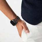 Apple Watch bracelet in stainless steel, double curb chain, elegant and modern, secure clasp, Suza model