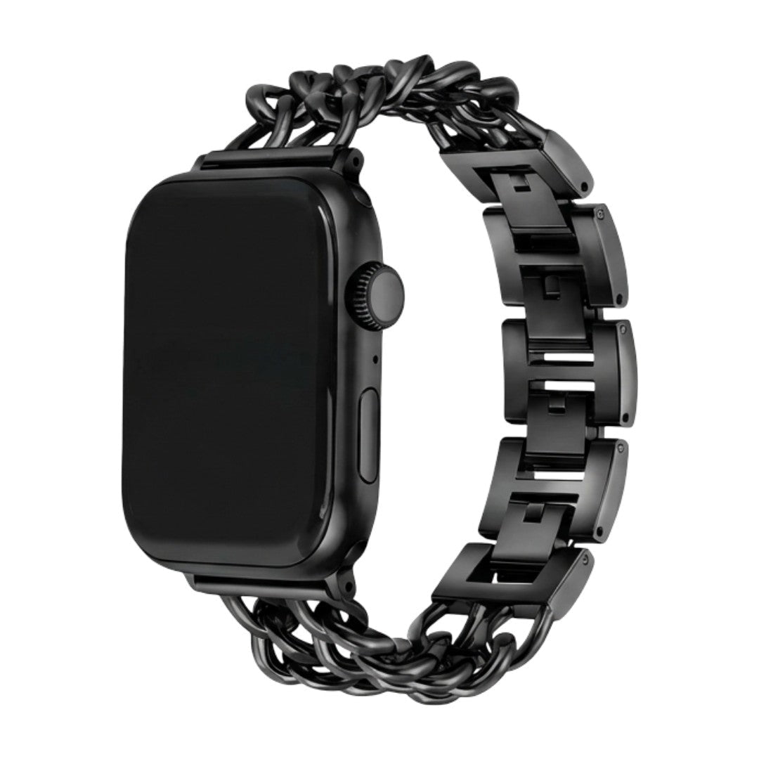 Apple Watch bracelet in stainless steel, double curb chain, elegant and modern, secure clasp, Suza model