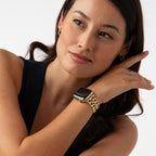Apple Watch bracelet in stainless steel, double curb chain, elegant and modern, secure clasp, Suza model