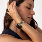 Apple Watch bracelet in stainless steel, double curb chain, elegant and modern, secure clasp, Suza model