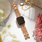 Apple Watch bracelet in stainless steel, double curb chain, elegant and modern, secure clasp, Suza model