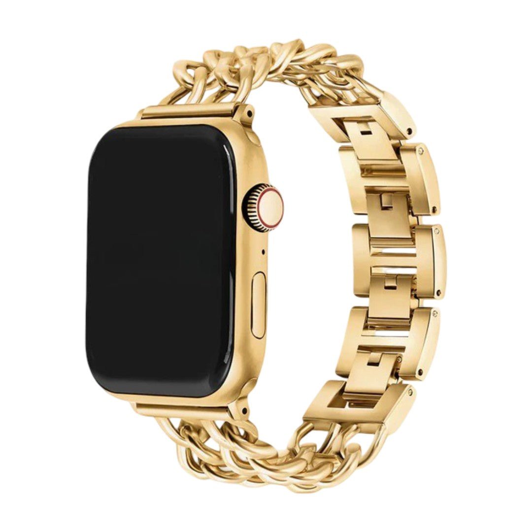 Apple Watch bracelet in stainless steel, double curb chain, elegant and modern, secure clasp, Suza model