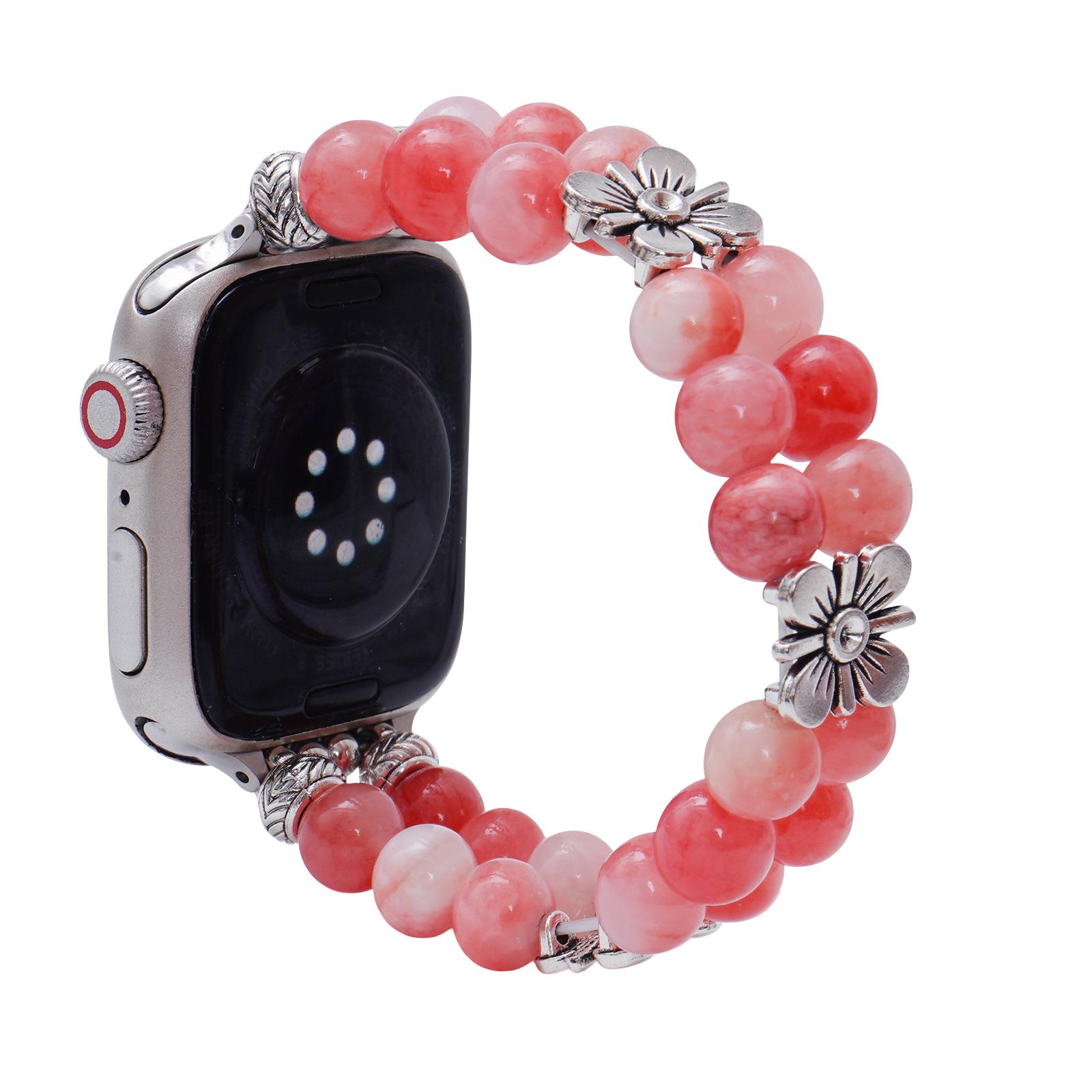 Apple Watch Bracelet in Genuine Agate, Colorful Natural Beads, Comfortable Elastic for Women, Elegant Wrist Jewelry, Rodra Model