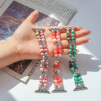 Apple Watch Bracelet in Genuine Agate, Colorful Natural Beads, Comfortable Elastic for Women, Elegant Wrist Jewelry, Rodra Model