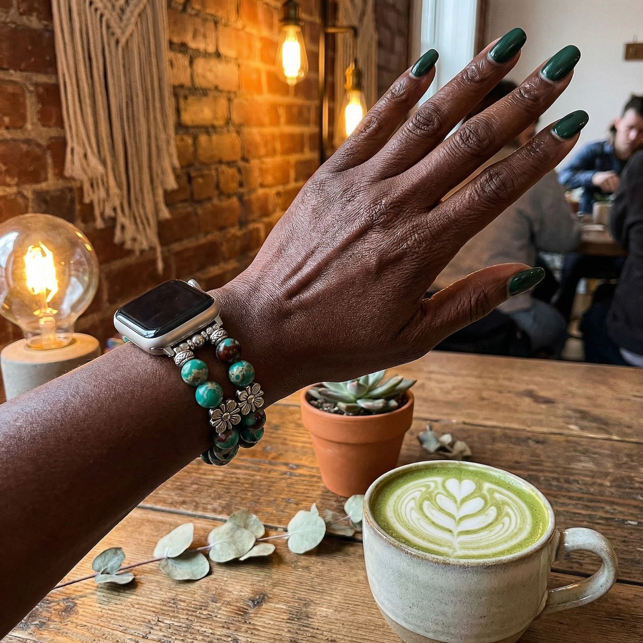 Apple Watch Bracelet in Genuine Agate, Colorful Natural Beads, Comfortable Elastic for Women, Elegant Wrist Jewelry, Rodra Model