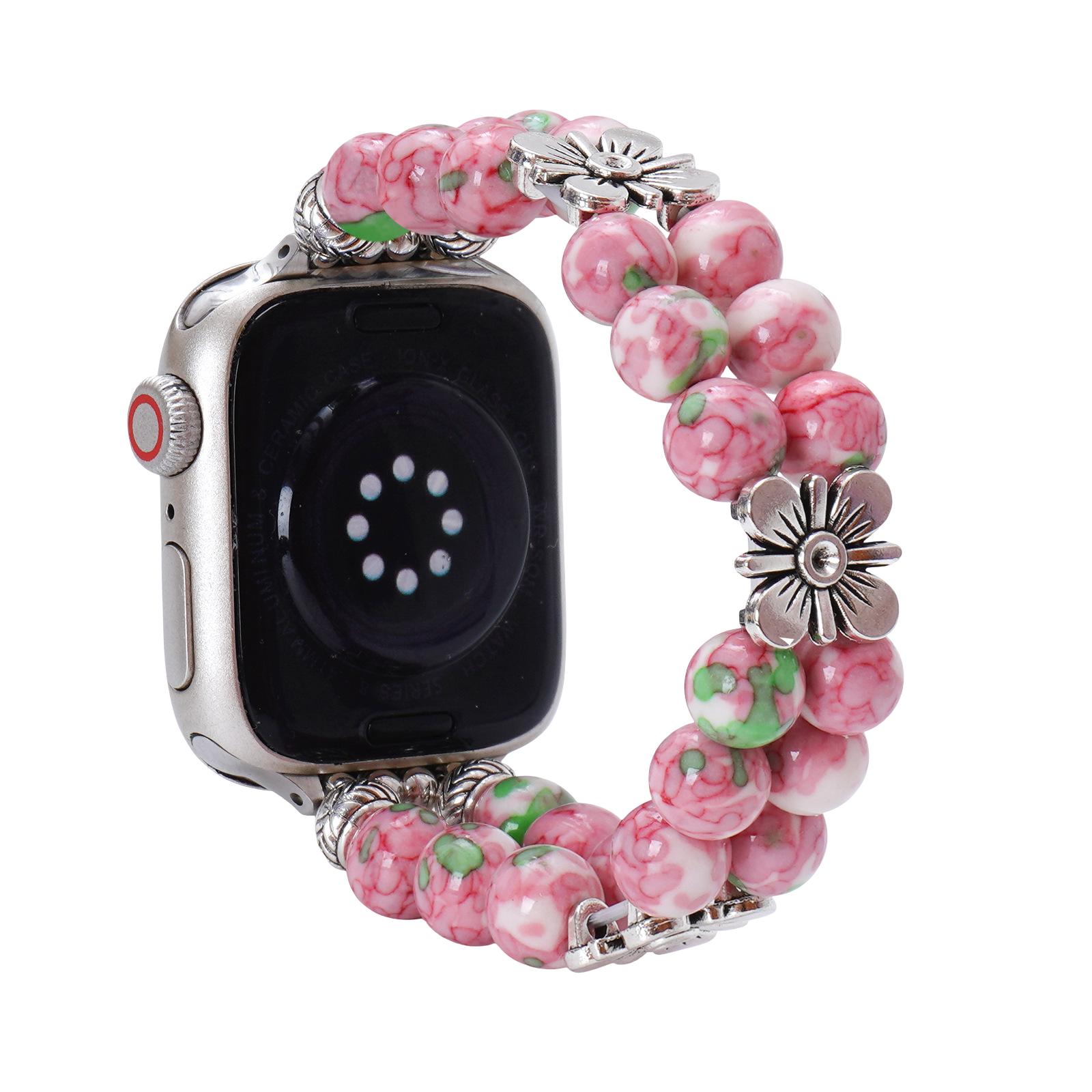 Apple Watch Bracelet in Genuine Agate, Colorful Natural Beads, Comfortable Elastic for Women, Elegant Wrist Jewelry, Rodra Model