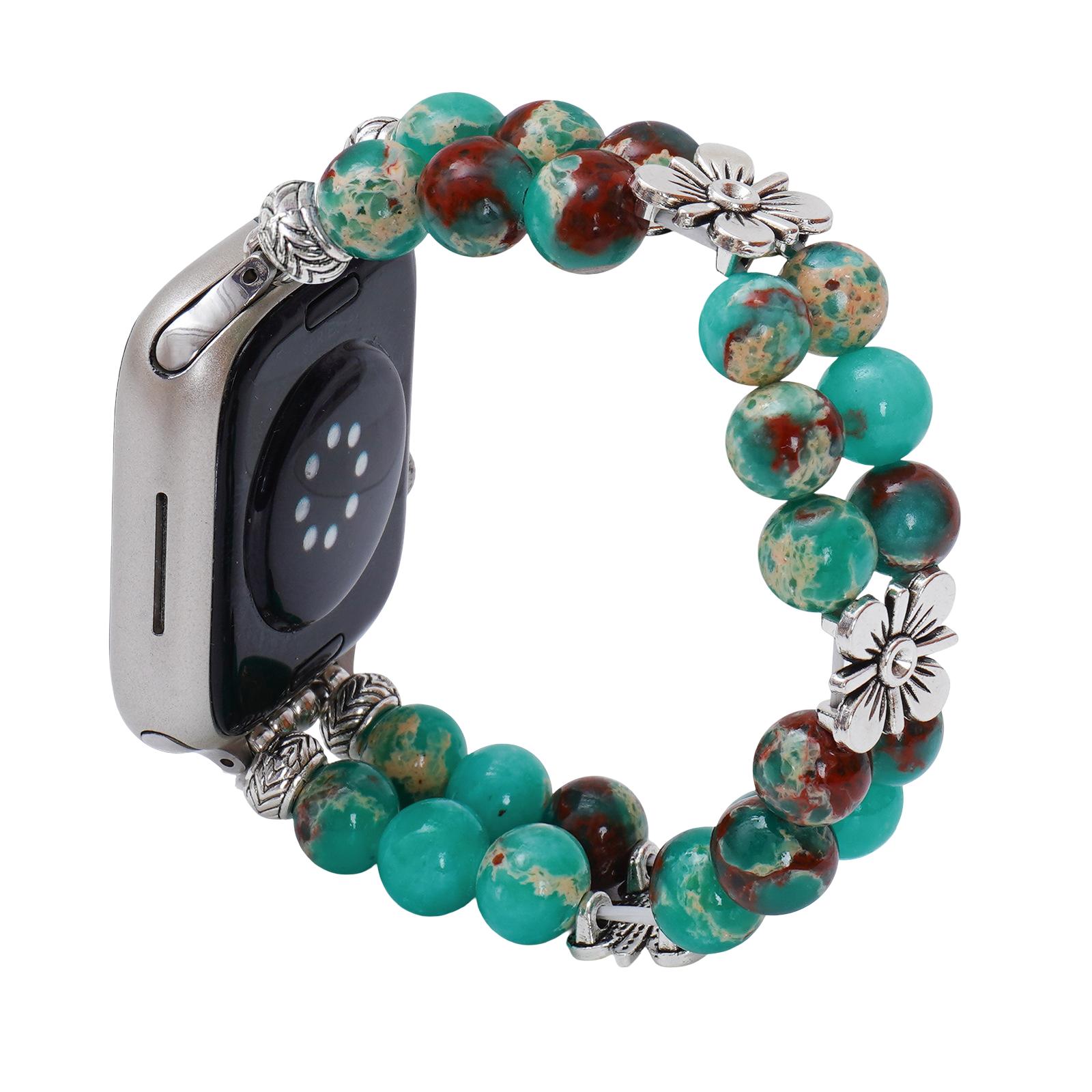 Apple Watch Bracelet in Genuine Agate, Colorful Natural Beads, Comfortable Elastic for Women, Elegant Wrist Jewelry, Rodra Model