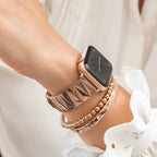 Apple Watch Bracelet in Alloy, Geometric Links, Luxurious Finish, Adjustable, for Women, Gisca Model