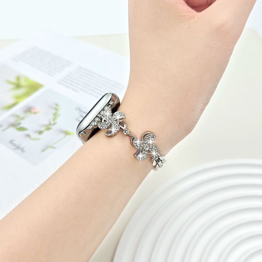 Apple Watch bracelet in metal alloy, rotating lotus flower, adjustable clip-on links, for women, Lossia model