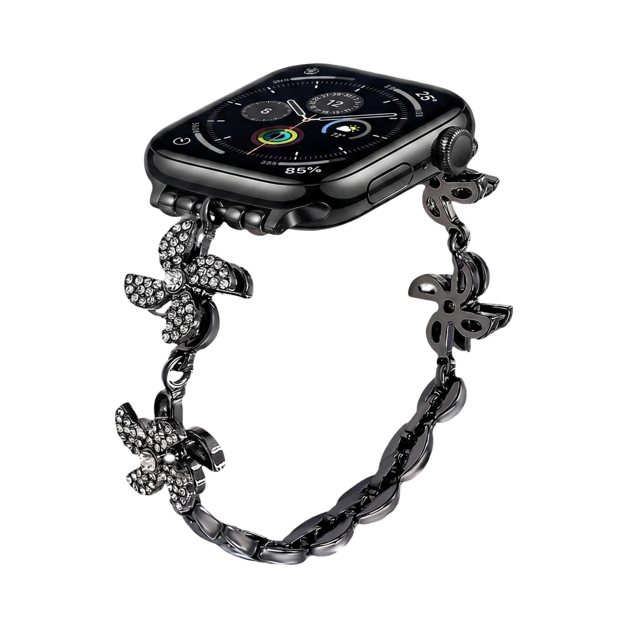 Apple Watch bracelet in metal alloy, rotating lotus flower, adjustable clip-on links, for women, Lossia model