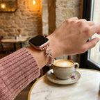 Apple Watch bracelet in metal alloy, rotating lotus flower, adjustable clip-on links, for women, Lossia model
