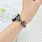 Apple Watch bracelet in metal alloy, rotating lotus flower, adjustable clip-on links, for women, Lossia model