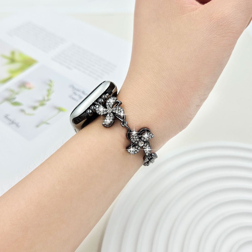 Apple Watch bracelet in metal alloy, rotating lotus flower, adjustable clip-on links, for women, Lossia model