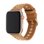 Bracelet Apple Watch en croûte de cuir ornée de rivets métalliques, boucle réglable, style affirmé, modèle Tika