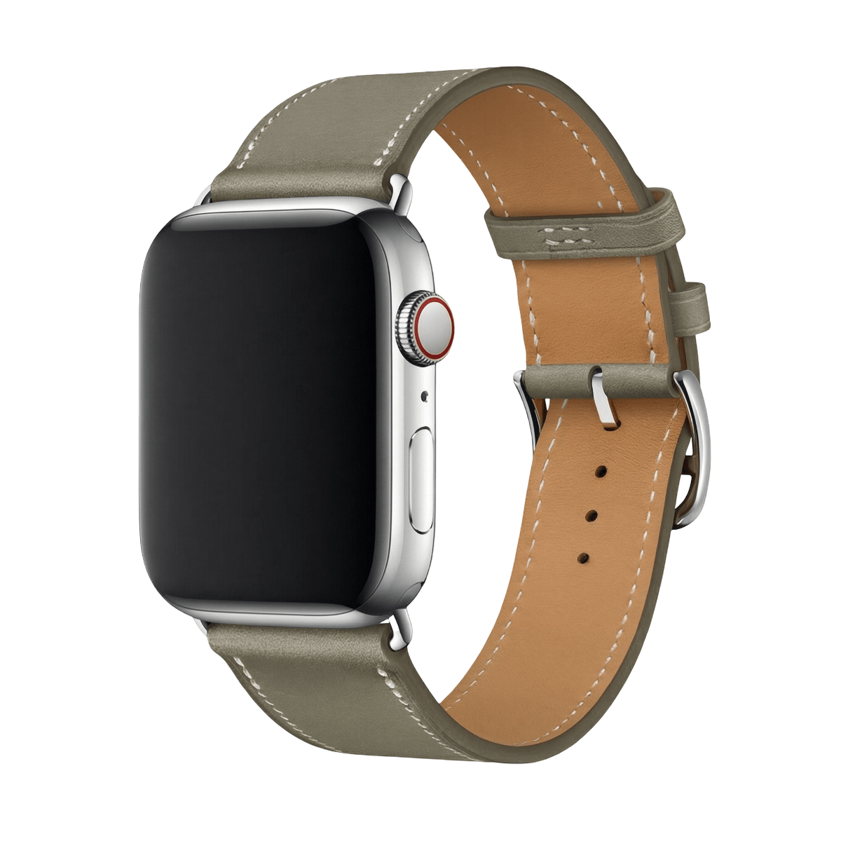 Apple Watch Bracelet in Calfskin Leather, Contrasting Stitching, Pin Buckle Clasp, Krynn Model
