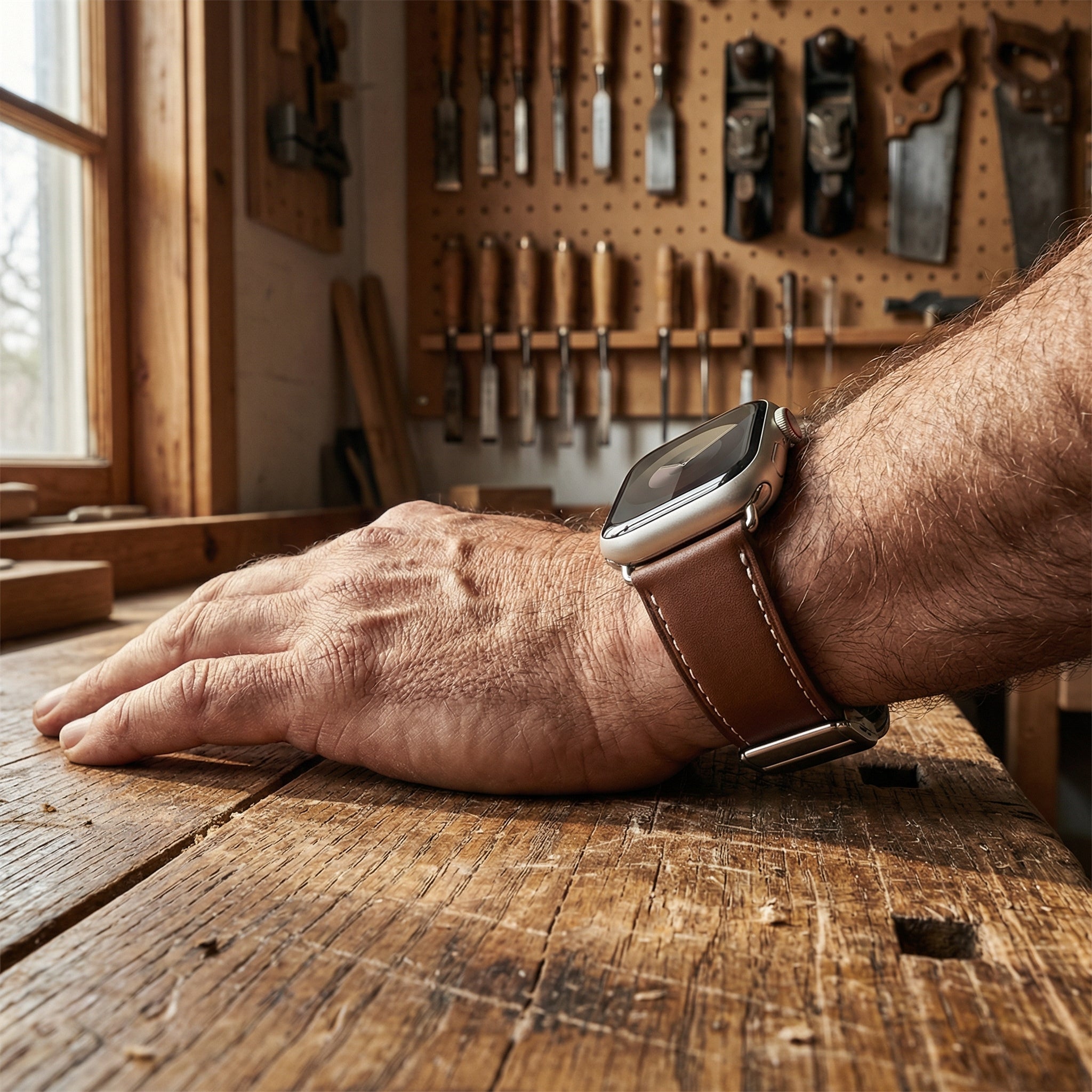 Apple Watch Bracelet, magnetic clasp with two sections, saddle stitching, Ozias model