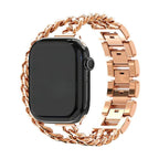 Apple Watch Bracelet in Double Cuban Link, Inlaid Rhinestones, Custom Finish, Phipa Model