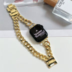 Apple Watch Bracelet in Double Cuban Link, Inlaid Rhinestones, Custom Finish, Phipa Model