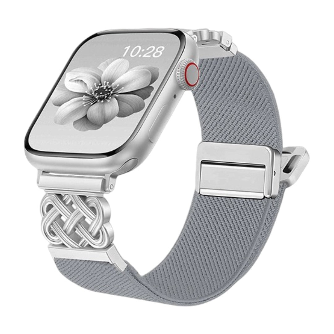 Woven nylon Apple Watch bracelet, endless Celtic knot pattern, magnetic clasp, refined style, Louison model