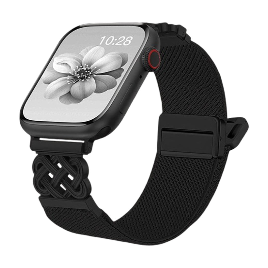 Woven nylon Apple Watch bracelet, endless Celtic knot pattern, magnetic clasp, refined style, Louison model