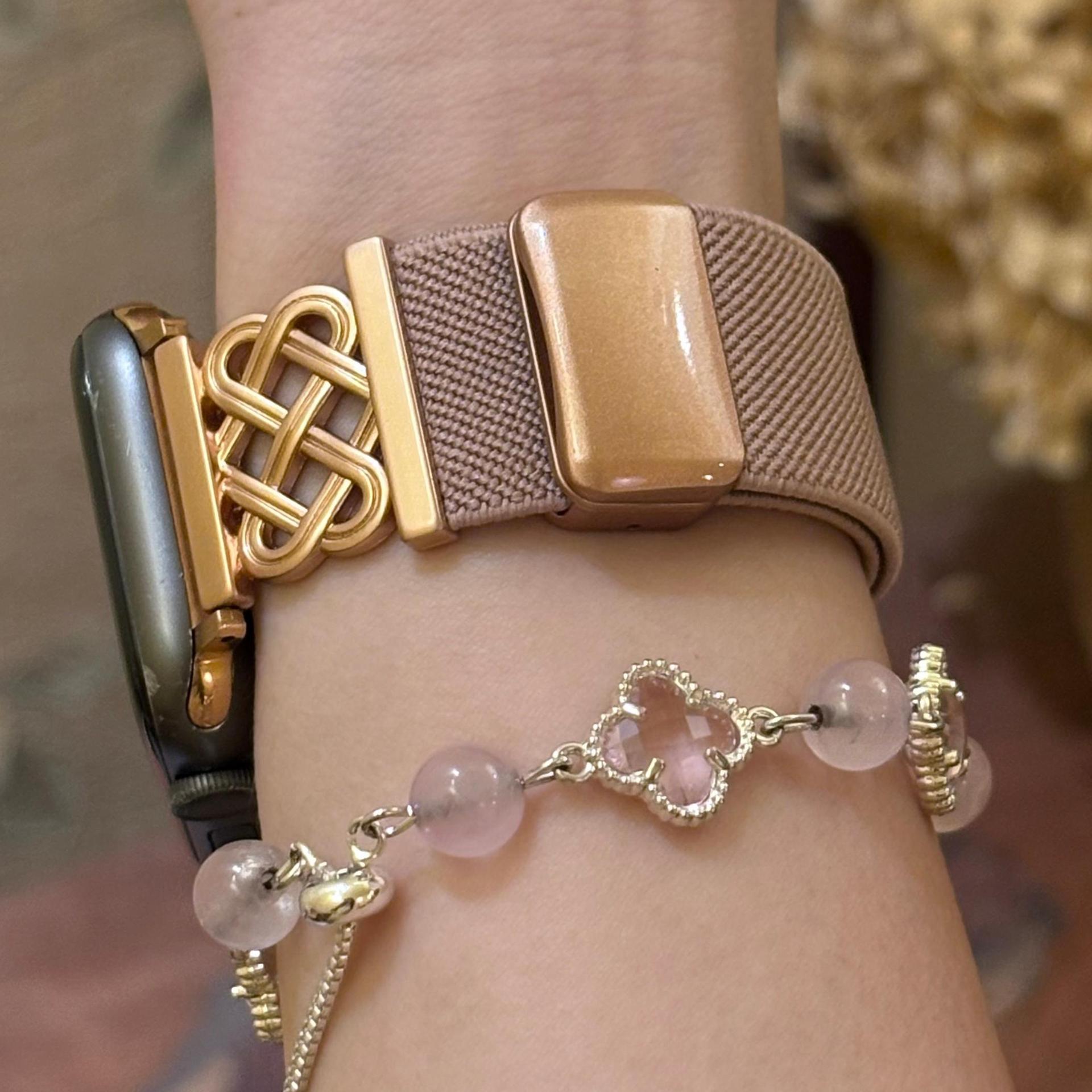 Woven nylon Apple Watch bracelet, endless Celtic knot pattern, magnetic clasp, refined style, Louison model