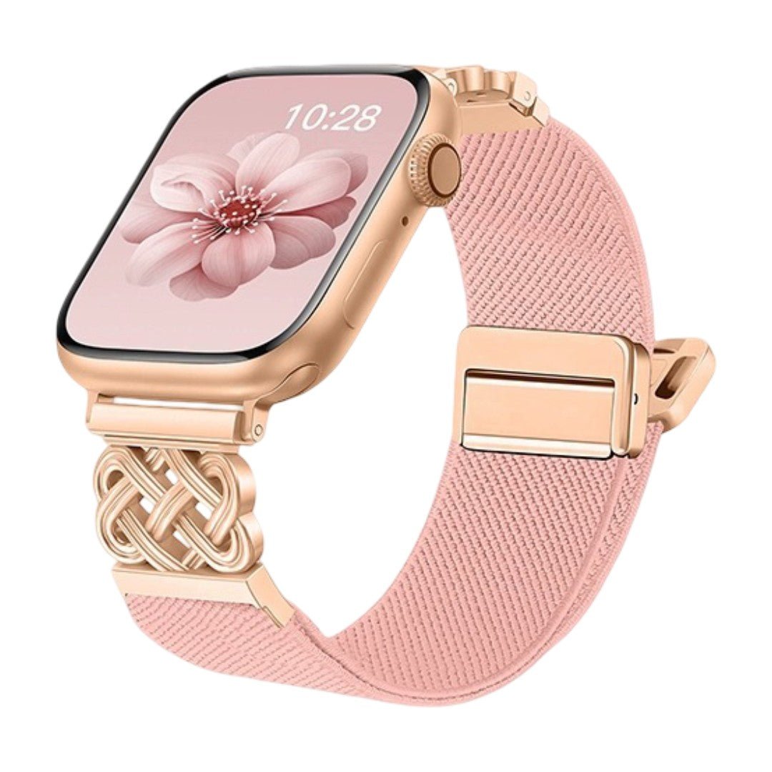 Woven nylon Apple Watch bracelet, endless Celtic knot pattern, magnetic clasp, refined style, Louison model