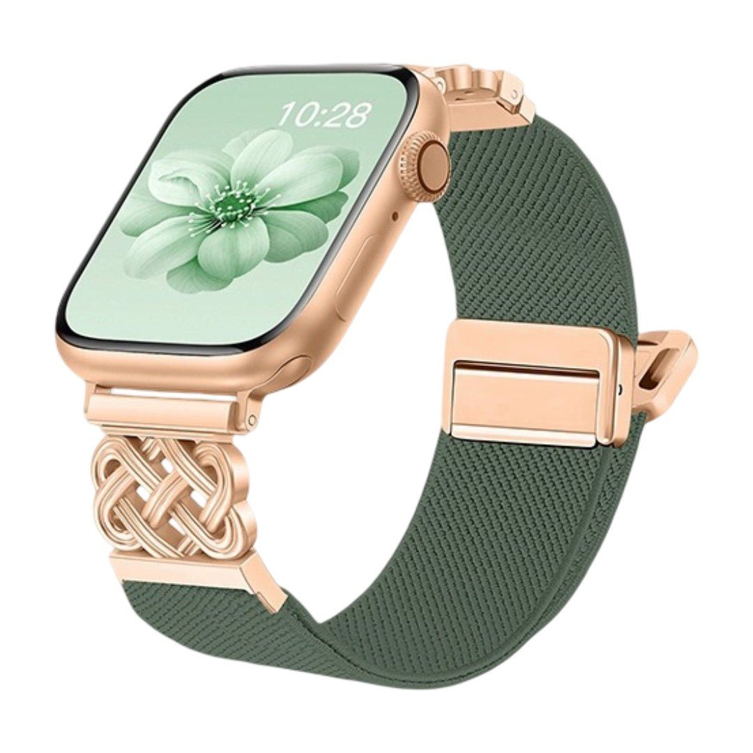 Woven nylon Apple Watch bracelet, endless Celtic knot pattern, magnetic clasp, refined style, Louison model