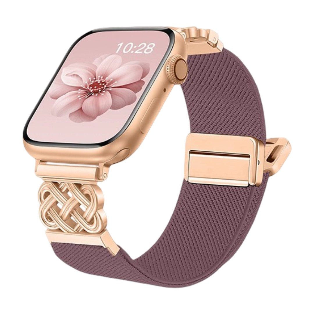 Woven nylon Apple Watch bracelet, endless Celtic knot pattern, magnetic clasp, refined style, Louison model