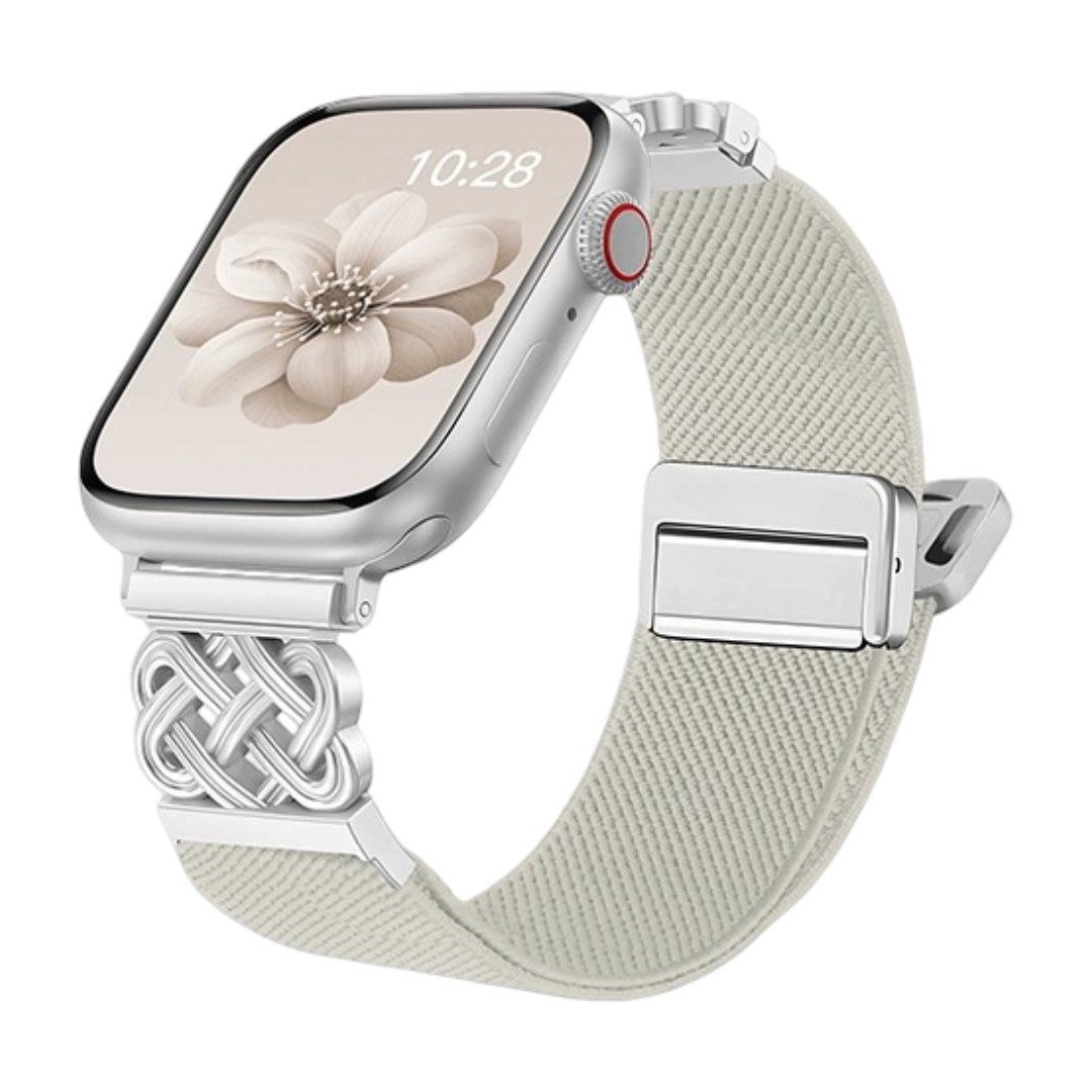 Woven nylon Apple Watch bracelet, endless Celtic knot pattern, magnetic clasp, refined style, Louison model