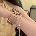 Woven nylon Apple Watch bracelet, endless Celtic knot pattern, magnetic clasp, refined style, Louison model