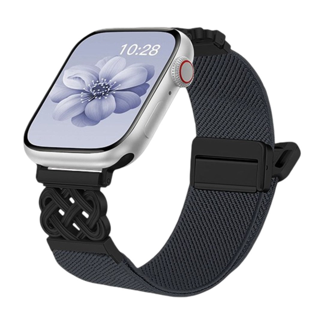 Woven nylon Apple Watch bracelet, endless Celtic knot pattern, magnetic clasp, refined style, Louison model