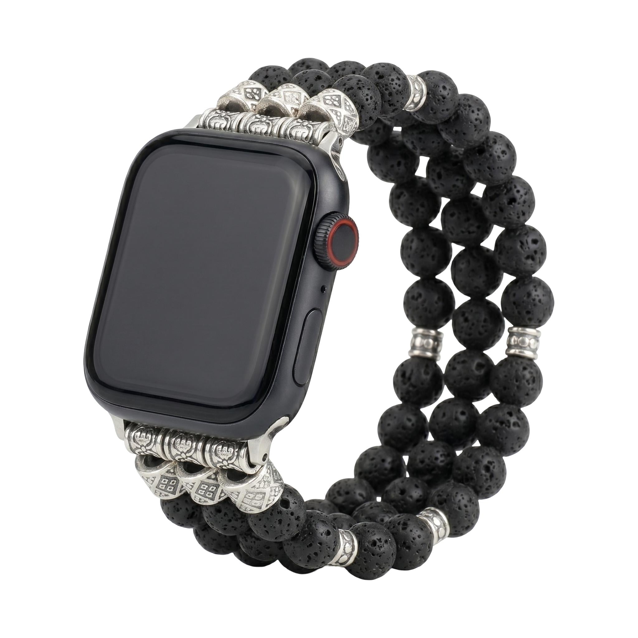 Apple Watch Bracelet in Natural Beads, Volcanic Stone or Turquoise, Adjustable Elastic, Boho Chic Style, Josin Model