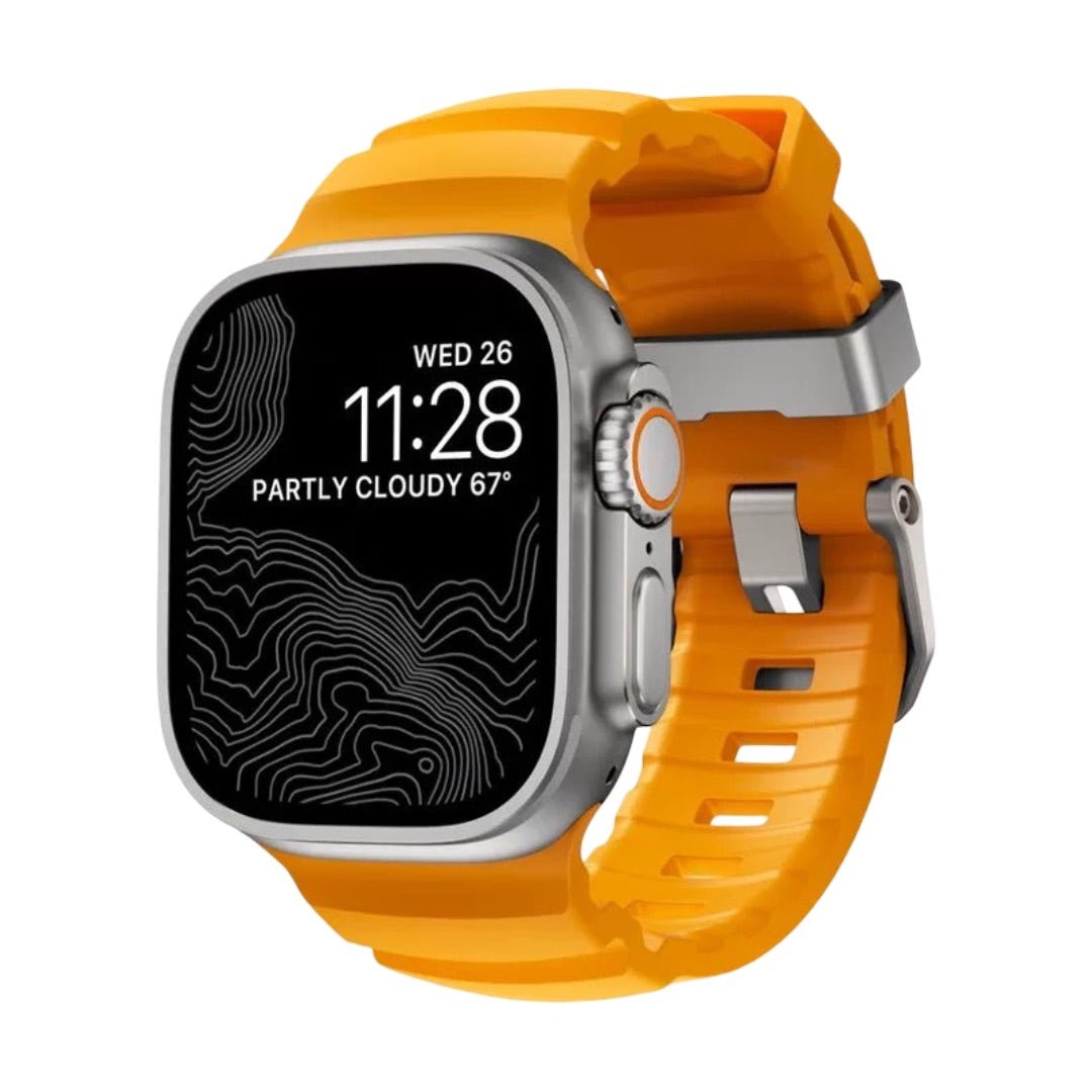 Reinforced Silicone Apple Watch Bracelet, Sturdy Buckle, Modern Look for Apple Watch 44-49mm, Sadius Model